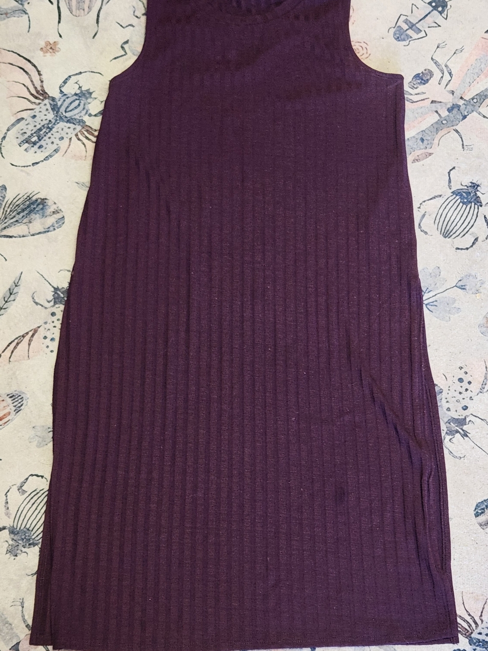 Sleeveless Plum  Ribbed Tunic Top - Size Medium